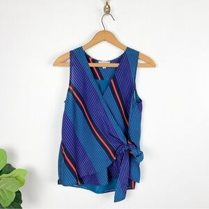 Allison Joy Evereve Striped Dylan Wrap Sleeveless Top Sz XS